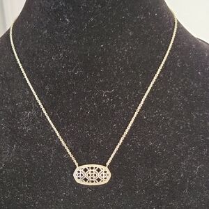 Kendra Scott "Elisa" Rhodium Filigree Small Pendant Necklace.